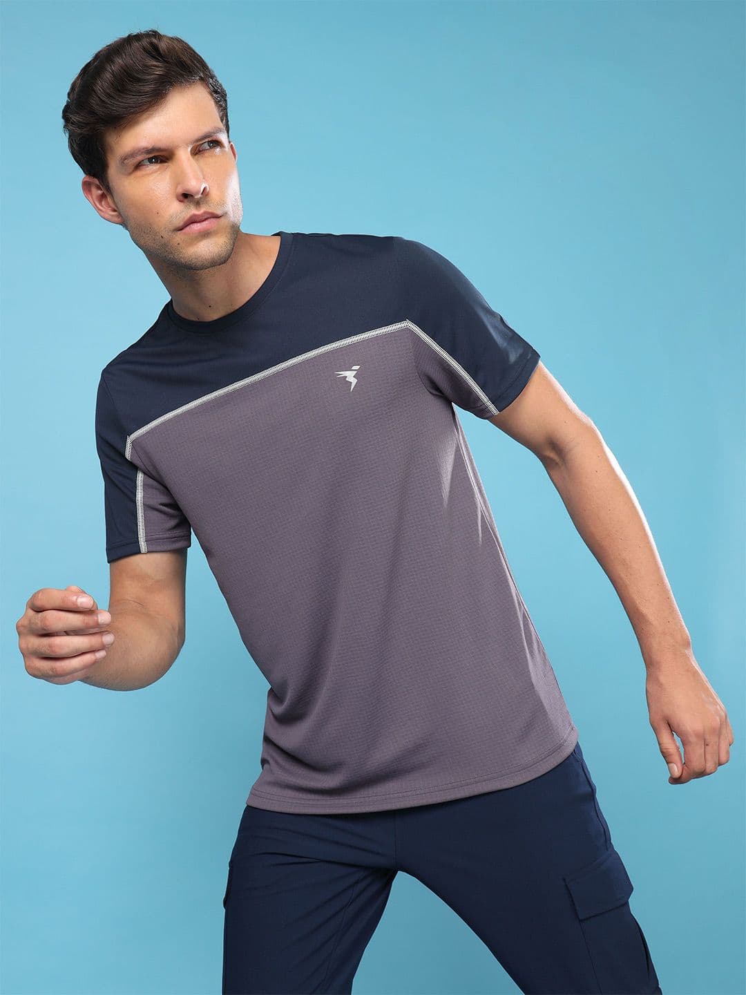 Technosport Men Colourblocked UPF50 Round Neck Slim Fit T-shirt - view 1