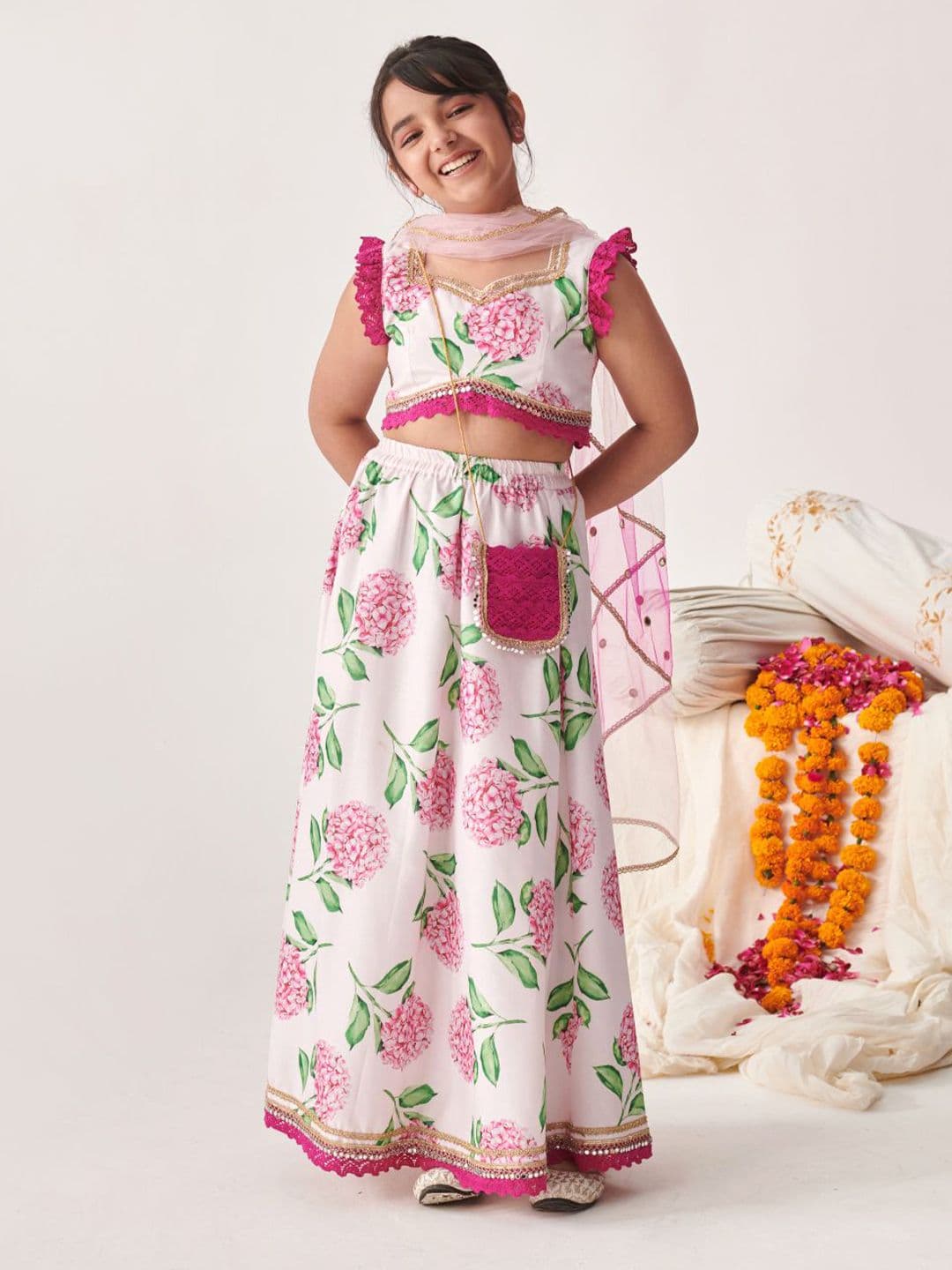 pspeaches Girls Printed Ready to Wear Lehenga & Blouse With Dupatta - view 1