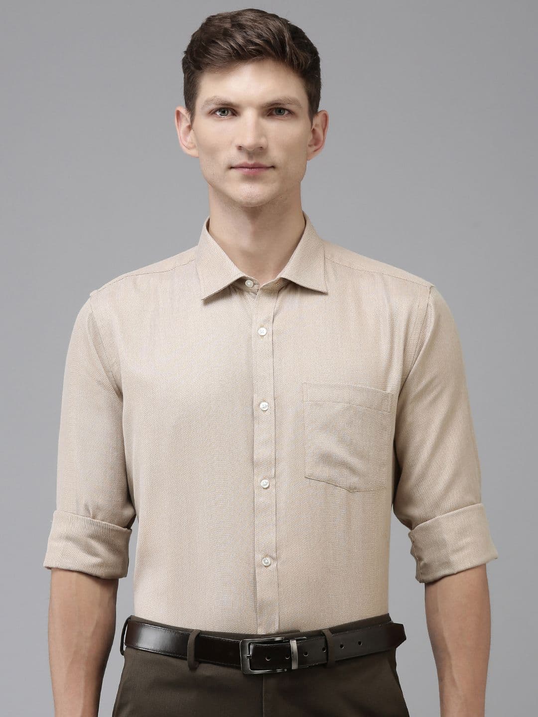 Park Avenue Self Design Textured Slim Fit Opaque Formal Shirt - view 1