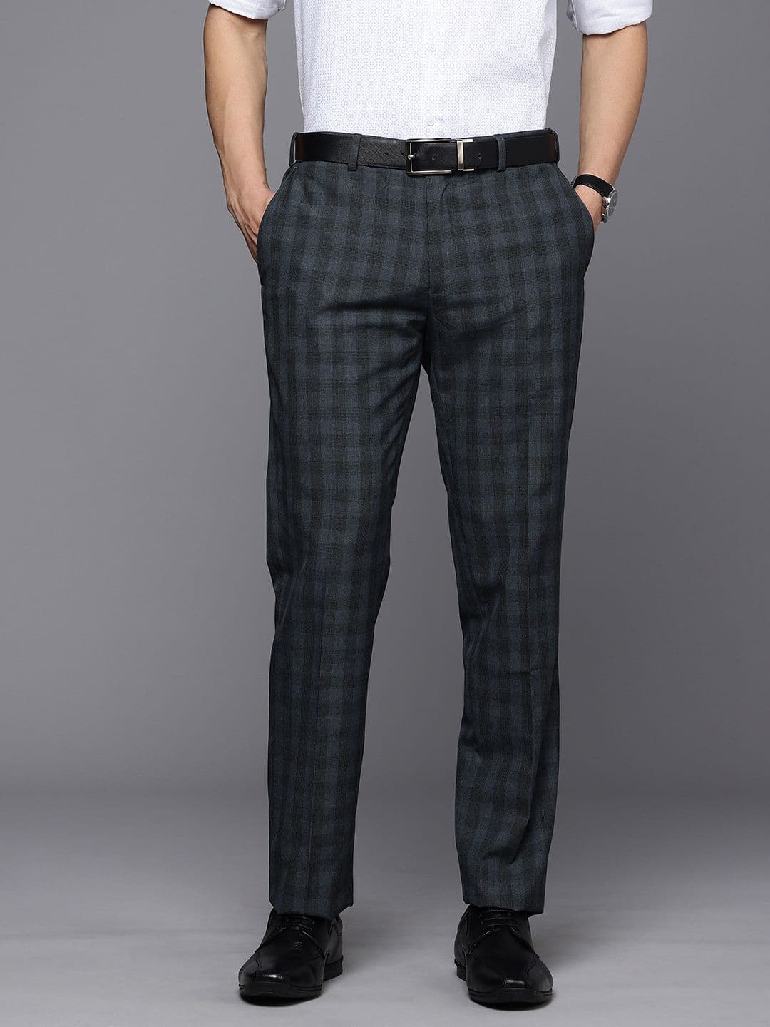 Raymond Men Checked Slim Fit Formal Trousers - view 1