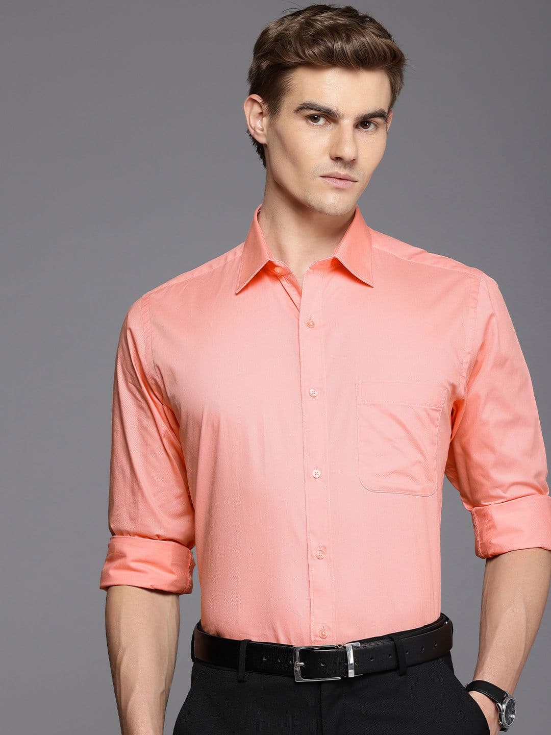 Raymond Slim Fit Textured Pure Cotton Formal Shirt - view 1