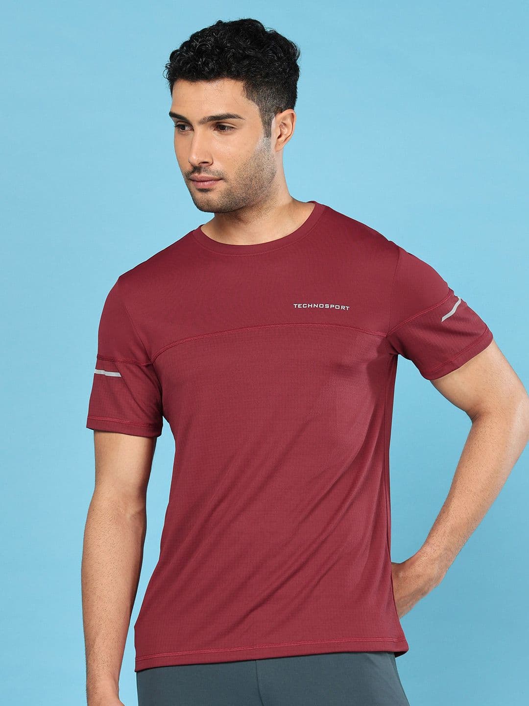 Technosport Men Colorblock Double Cool Slim Fit Sports Tshirt - view 1