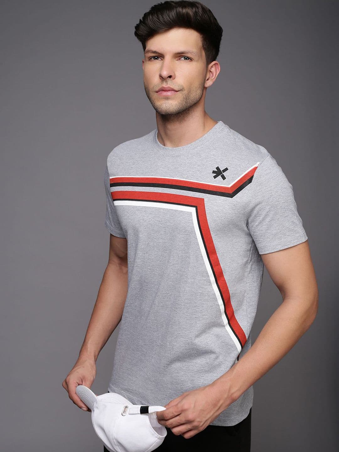 HRX by Hrithik Roshan Men Striped Printed Round Neck T-shirt - view 1