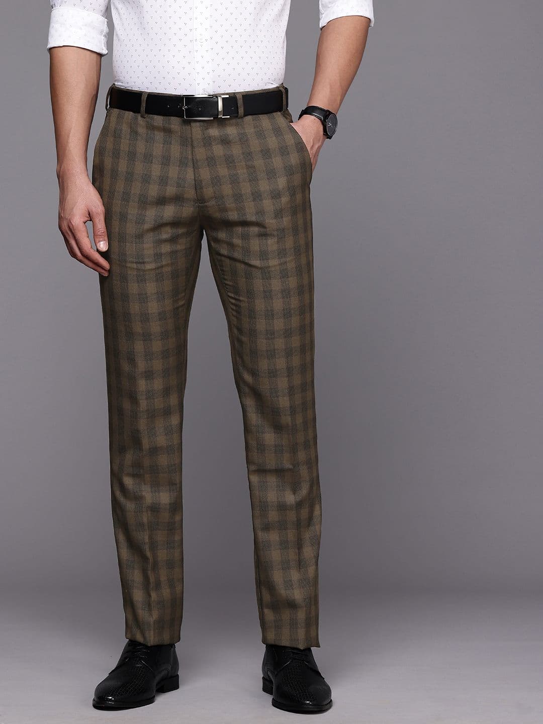 Raymond Men Checked Slim Fit Formal Trousers - view 1