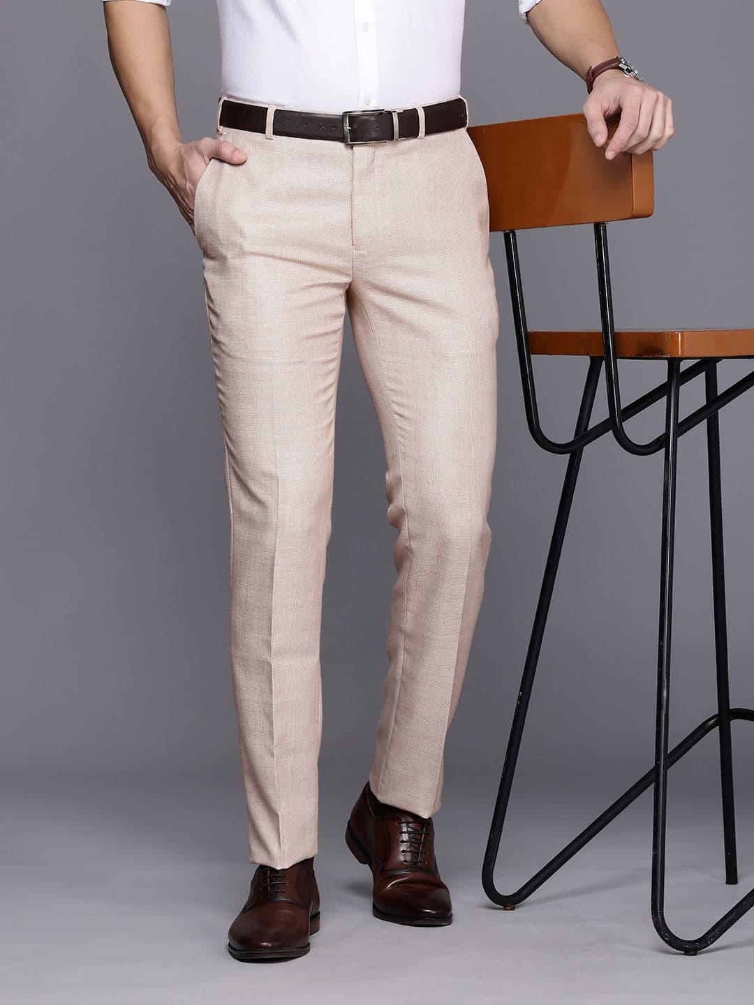 Raymond Men Checked Slim Fit Formal Trousers - view 1