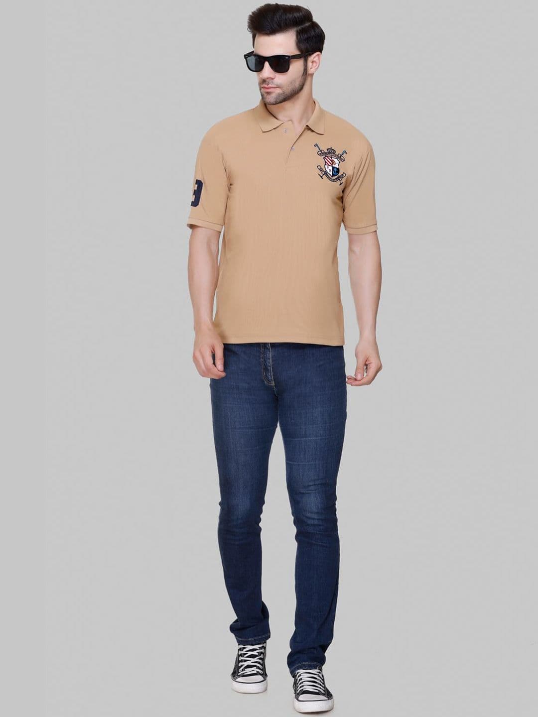 FLOSBERRY Stylish Men Embroidered Polo Collar T-shirt - view 1