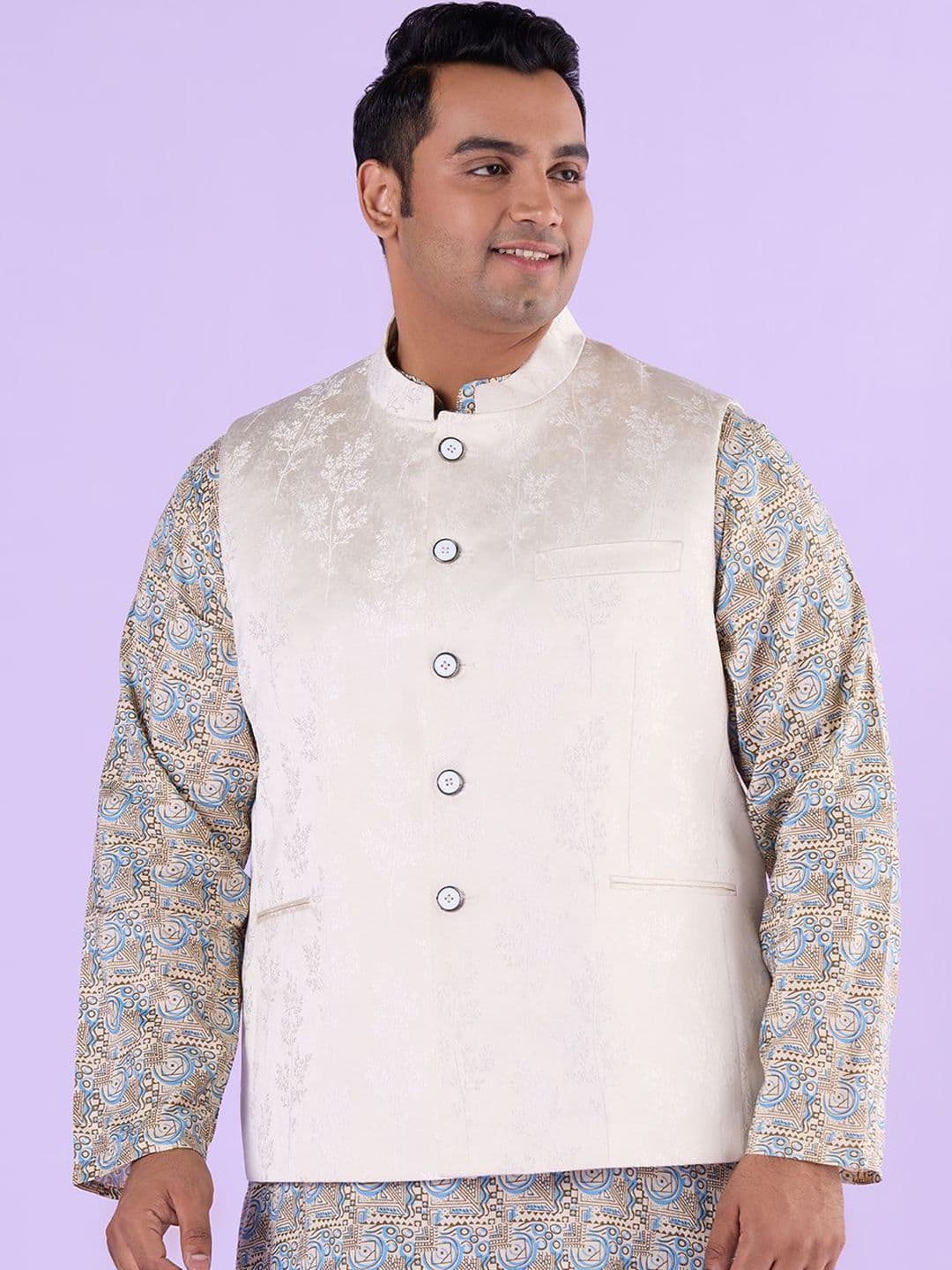 Big Hello - The Plus Life Men Woven Design Nehru Jacket - view 1