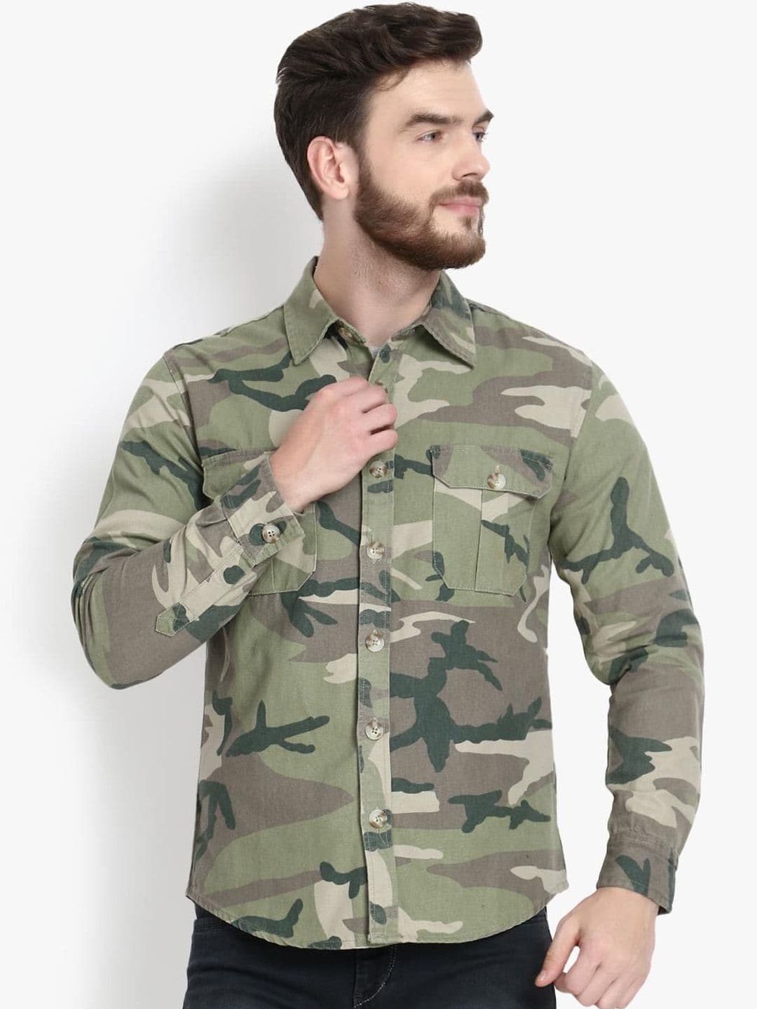 Kotty Men Camouflage Crop Outdoor Denim Jacket - view 1