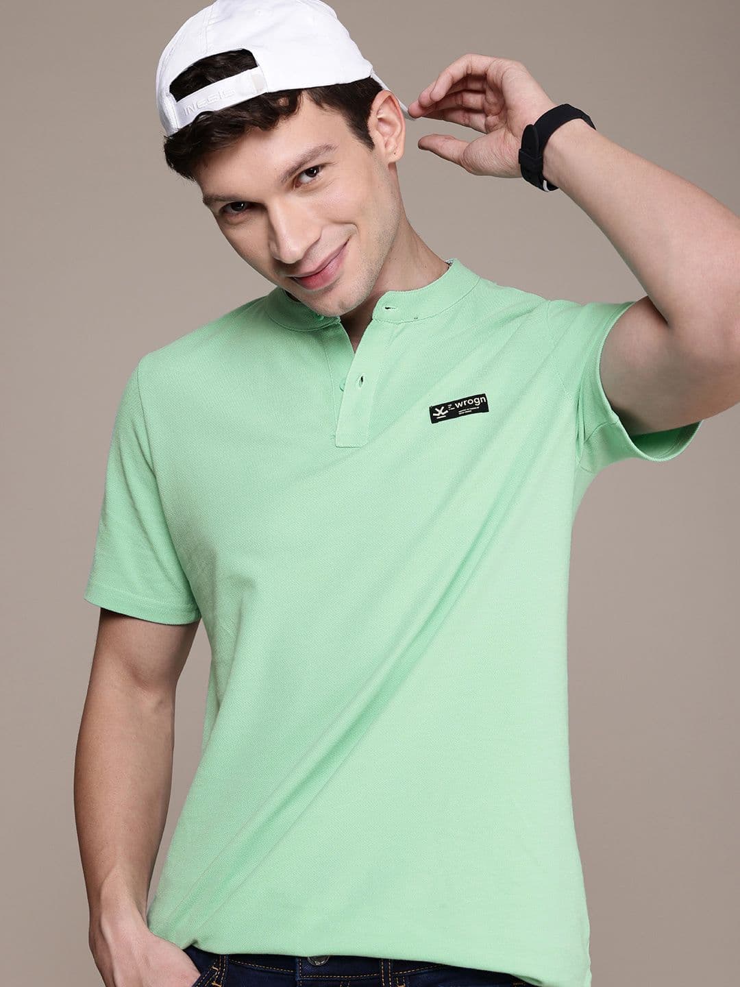 WROGN Mock Collar Pure Cotton T-shirt - view 1