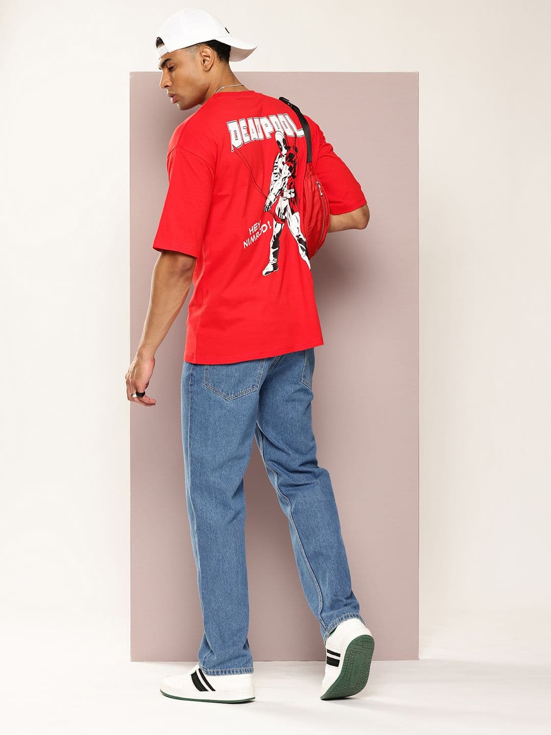 Kook N Keech Marvel Men Deadpool Printed Drop-Shoulder Sleeves Oversized T-shirt - view 1