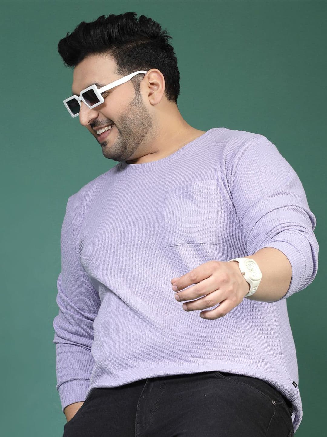 Rigo Men Lavender Solid Knit Round Neck Regular Fit T-shirt - view 1