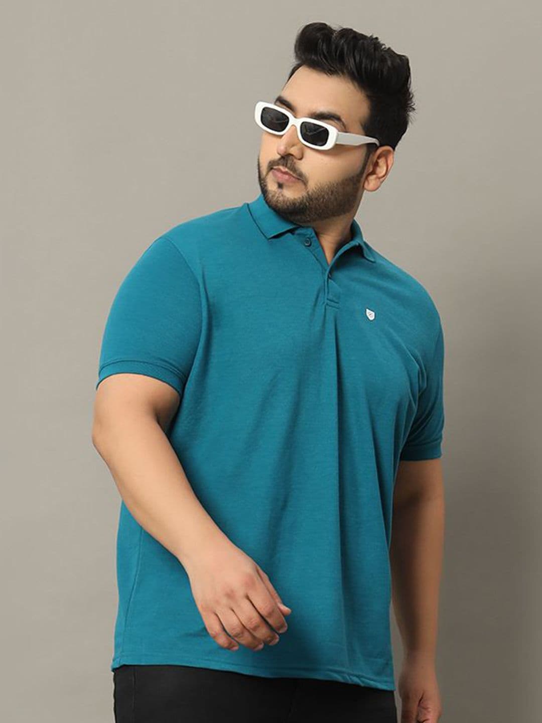 OGEN Men Solid Polo Collar Plus Size T-shirt - view 1
