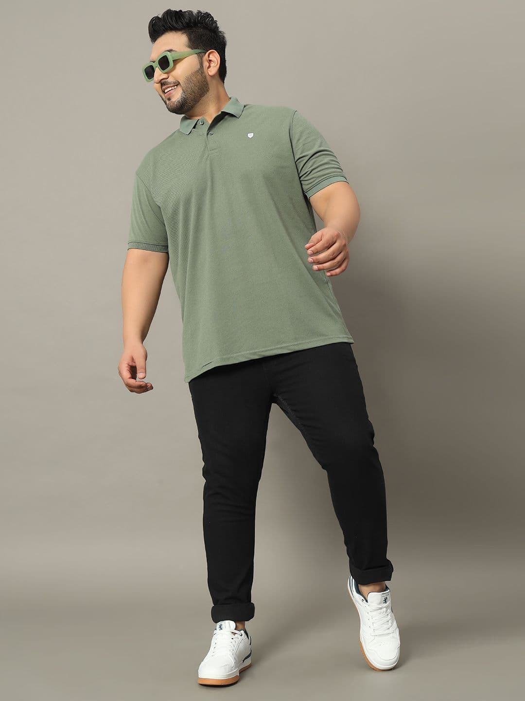 OGEN Men Solid Polo Collar Plus Size T-shirt - view 1