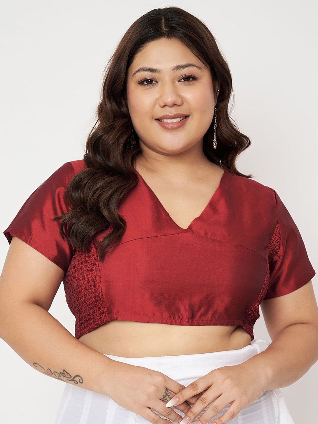studio rasa Plus Size V-Neck Stretchable Saree Blouse - view 1