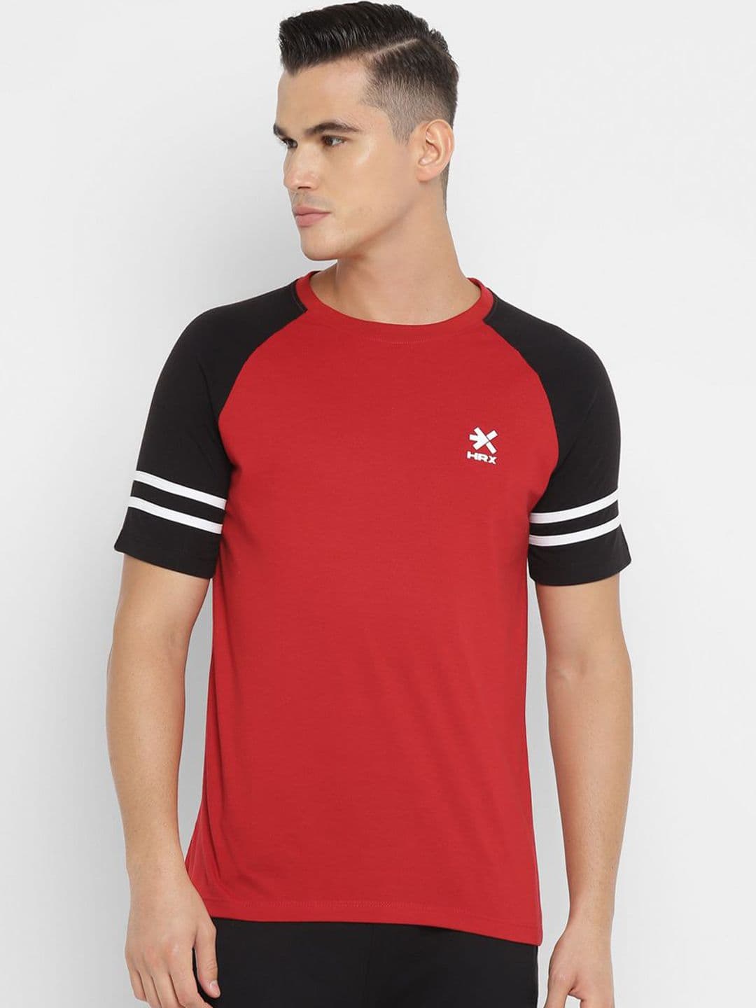 HRX by Hrithik Roshan Men Colourblocked Drop-Shoulder Sleeves Applique T-shirt - view 1