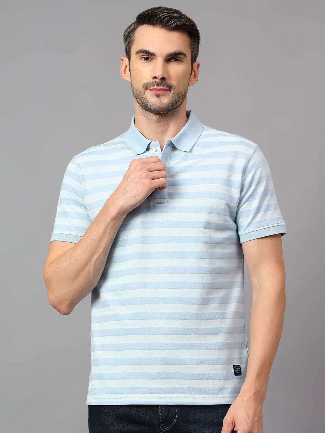 Cantabil Men Striped Polo Collar Pockets T-shirt - view 1