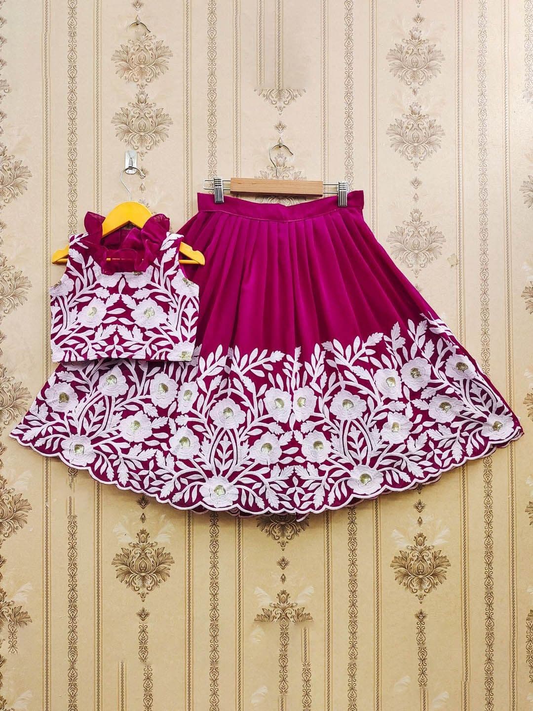 BAESD Girls Embroidered Pure Georgette Thread Work Ready to Wear Lehenga & Choli - view 1