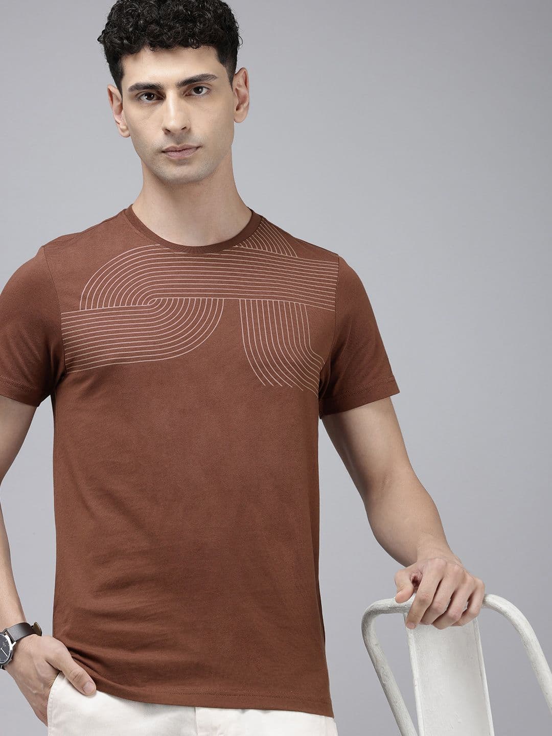 Arrow Sport Geometric Printed Pure Cotton T-shirt - view 1