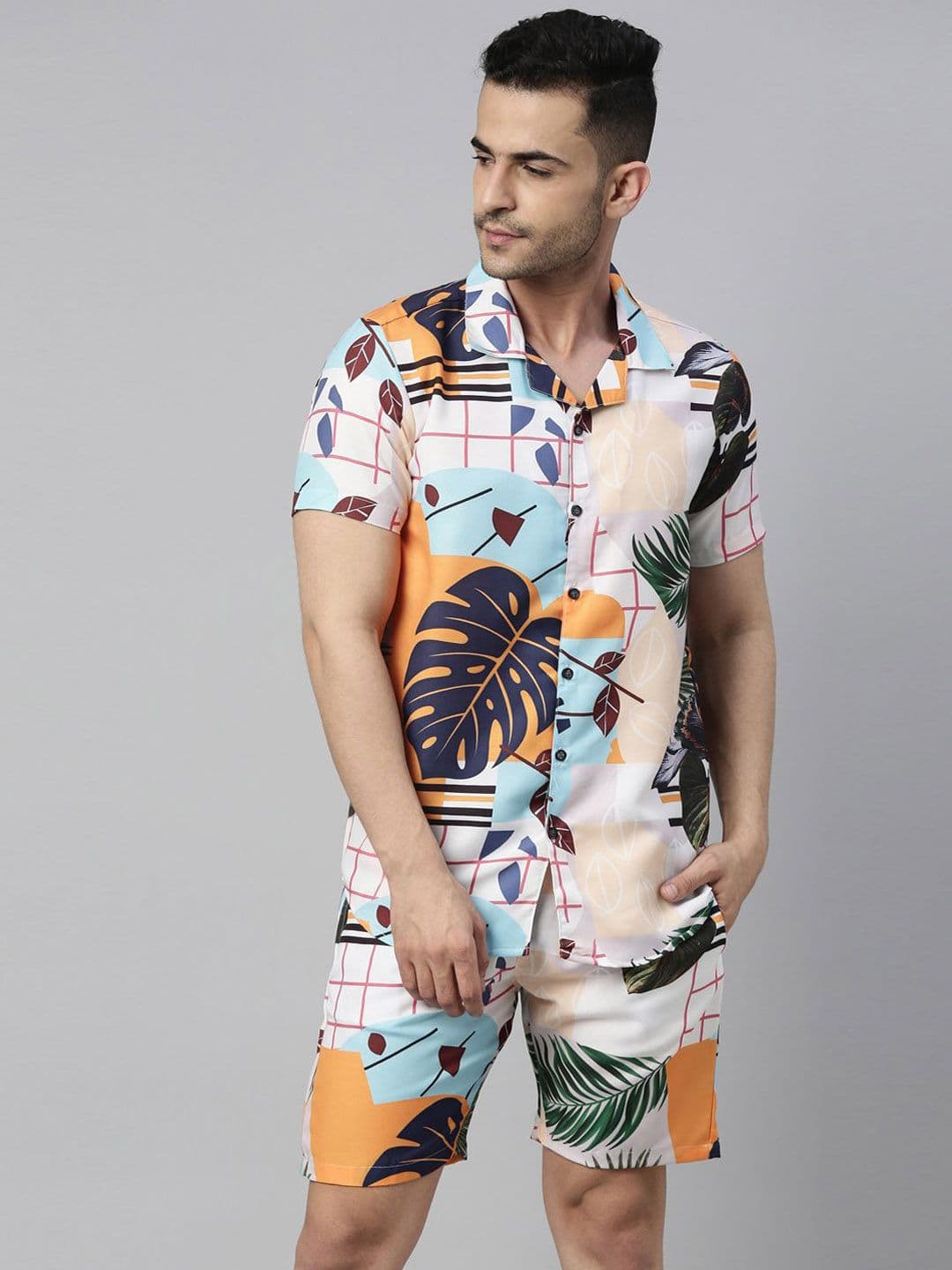 Bushirt Tropical Printed Shirt Collar Night suit - view 1