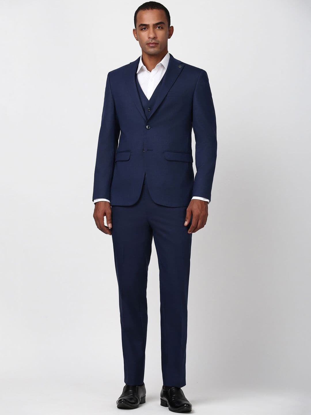 Peter England Elite Textured Slim-Fit Single Breasted Three-Piece Formal Suits - view 1