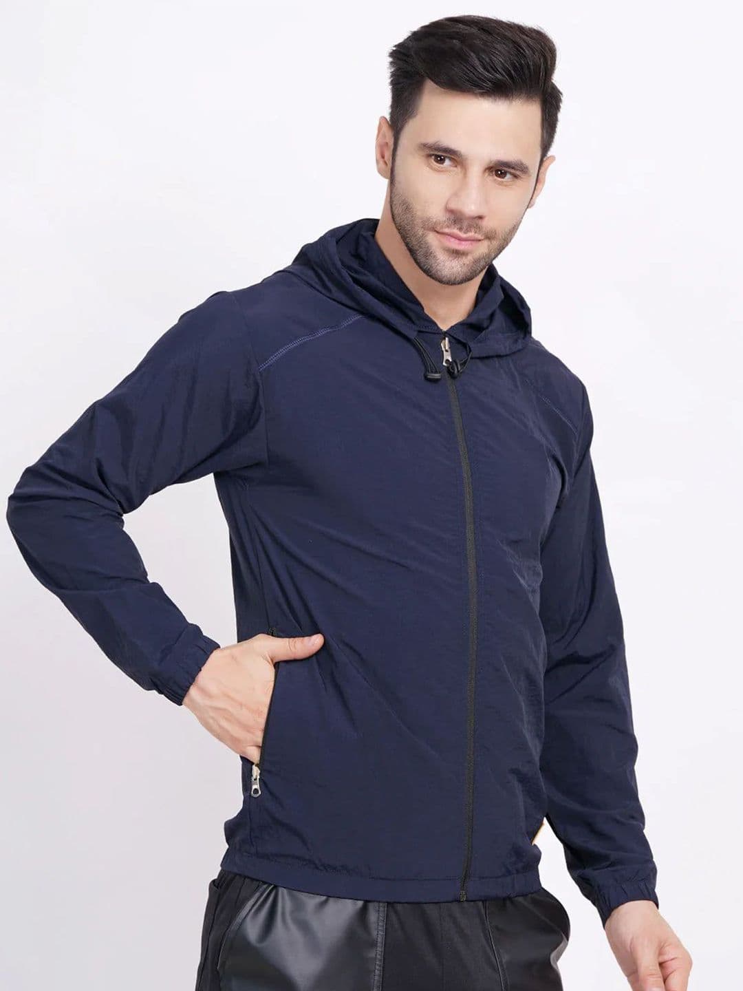 Raxedo Men Solid Dry Fit Windcheater Hooded Jacket - view 1
