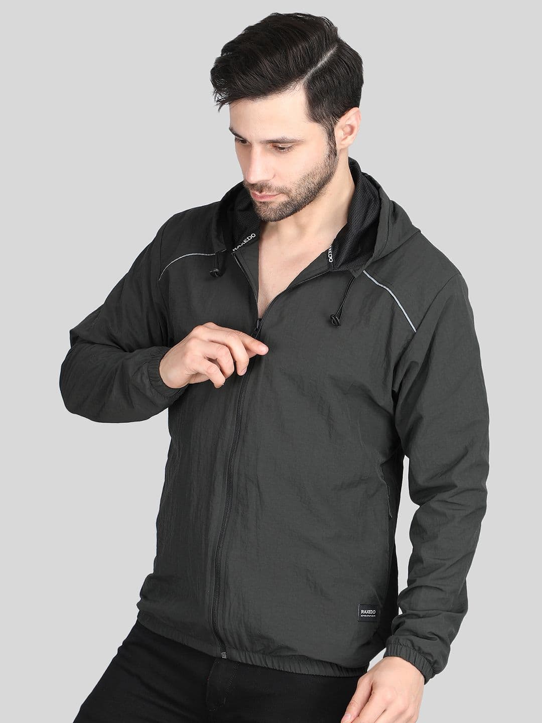 Raxedo Men Solid Dry Fit Windcheater Hooded Jacket - view 1
