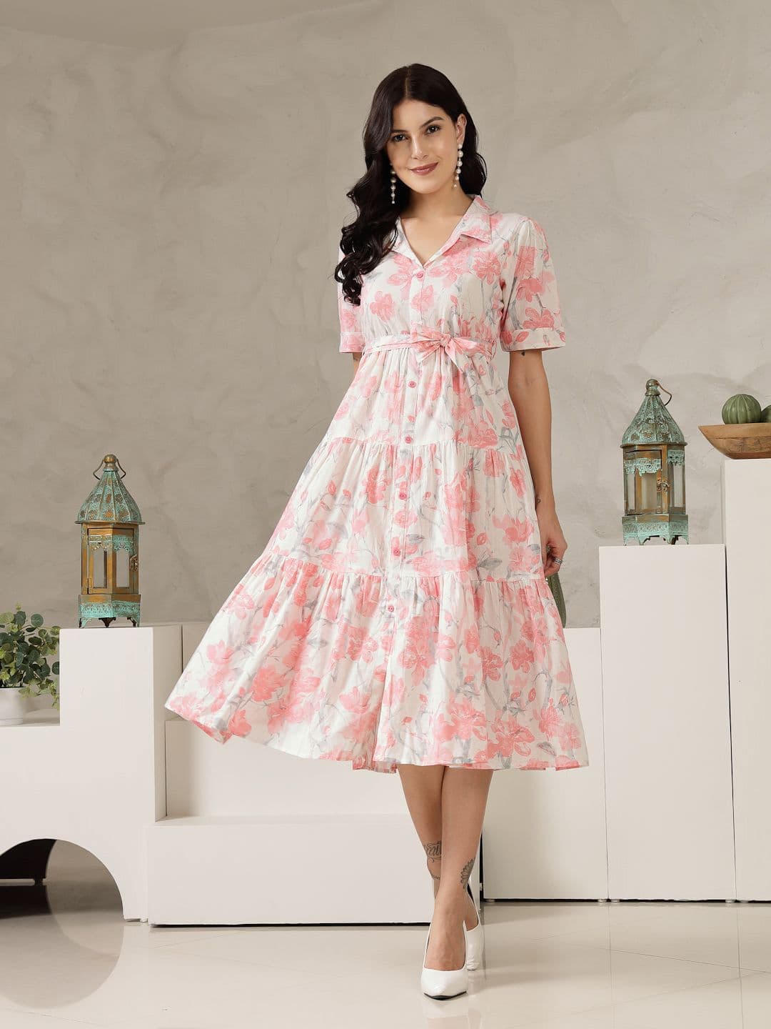 Stylum Floral Print Fit & Flare Midi Dress - view 1