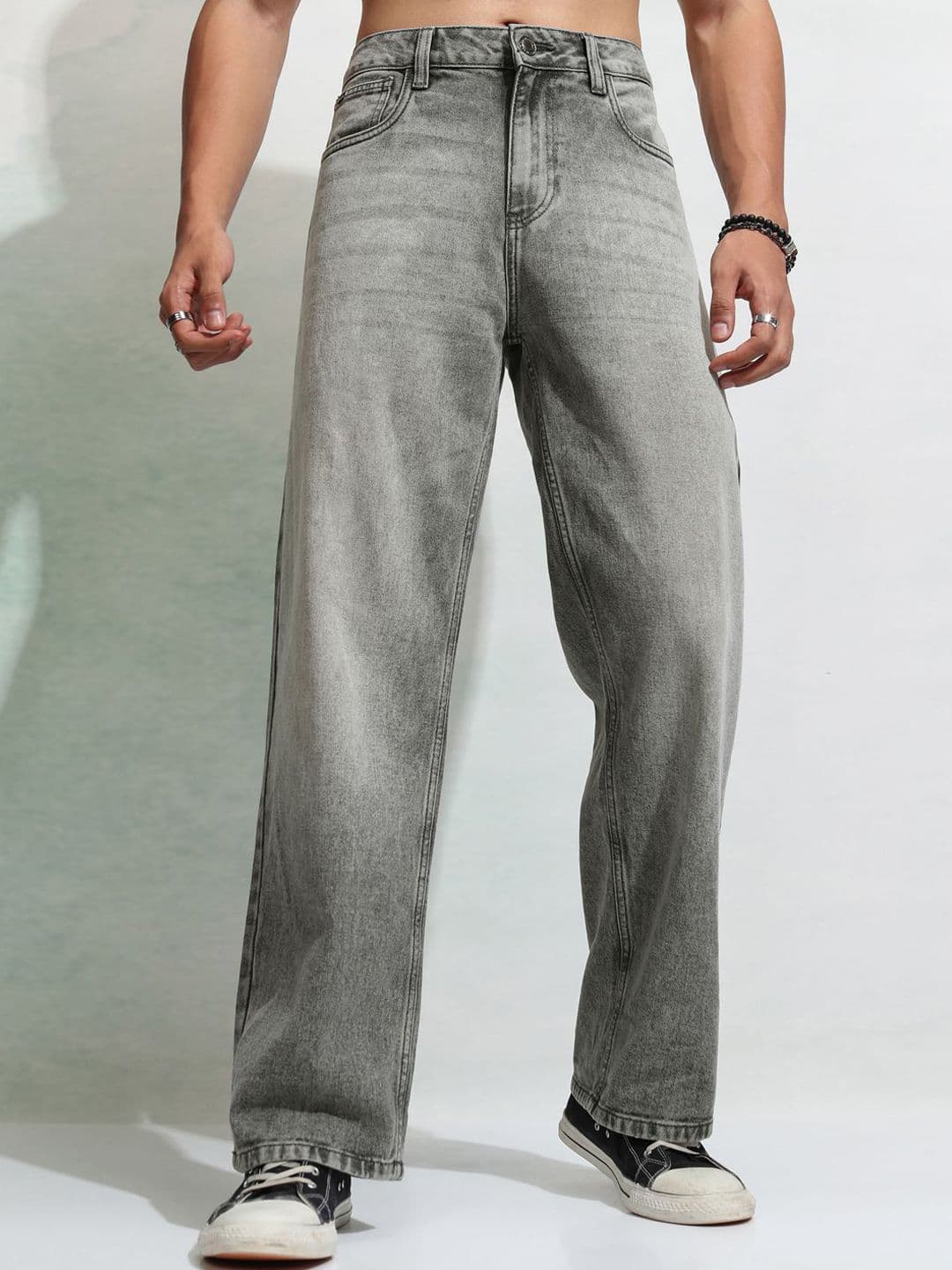 HIGHLANDER Men Wide Leg Mid Rise Heavy Fade Jeans - view 1