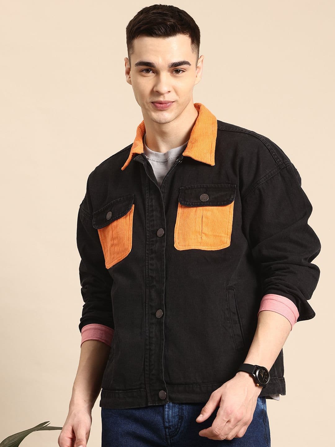 Mast & Harbour Pure Cotton Denim Jacket With Contrast Pockets - view 1