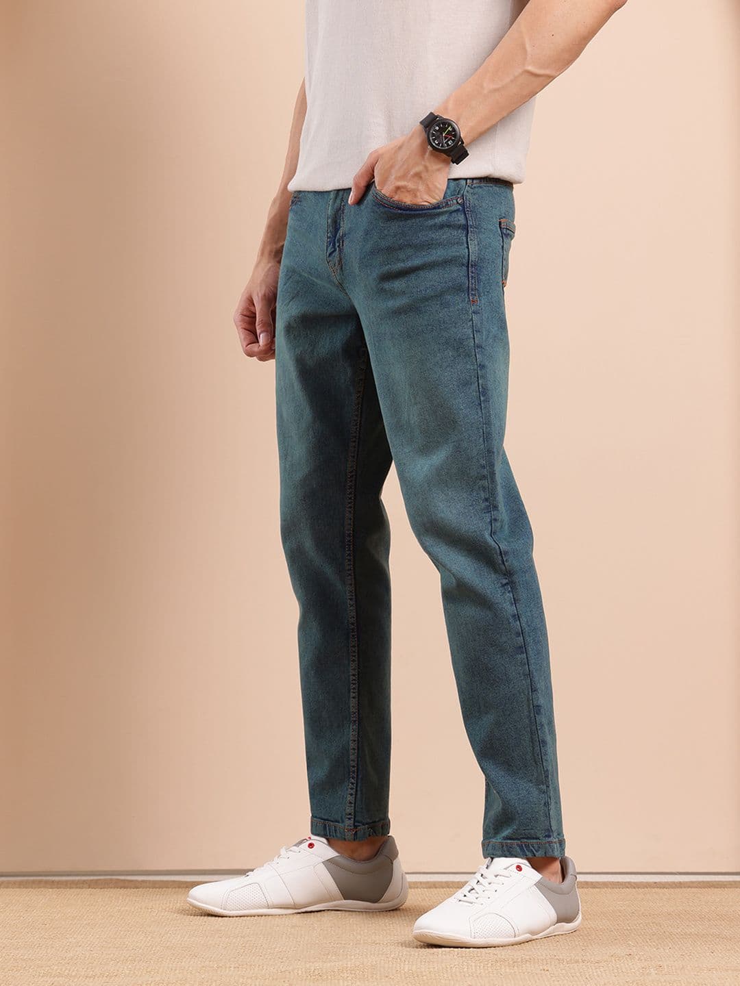 Mast & Harbour Men Straight Fit Light Fade Stretchable Jeans - view 1