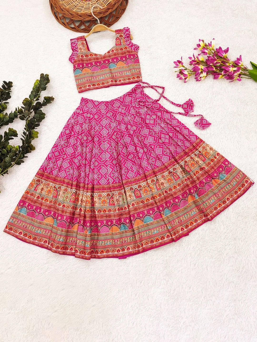 BAESD Girls Printed Foil Print Ready to Wear Lehenga & - view 1