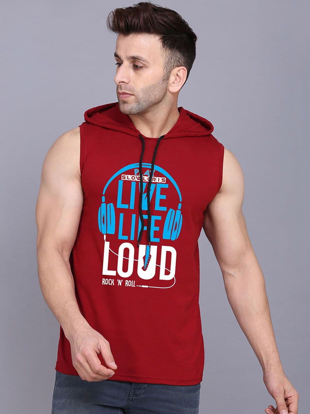 SLOWLORIS Graphic Printed Hooded Innerwear Vests
SL28 LOUD MAROON - view 1