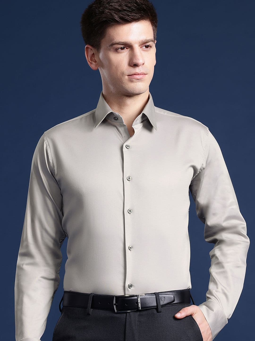 Hancock Men Solid Wrinkle Resistant Stretchable Slim Fit Formal Shirt - view 1