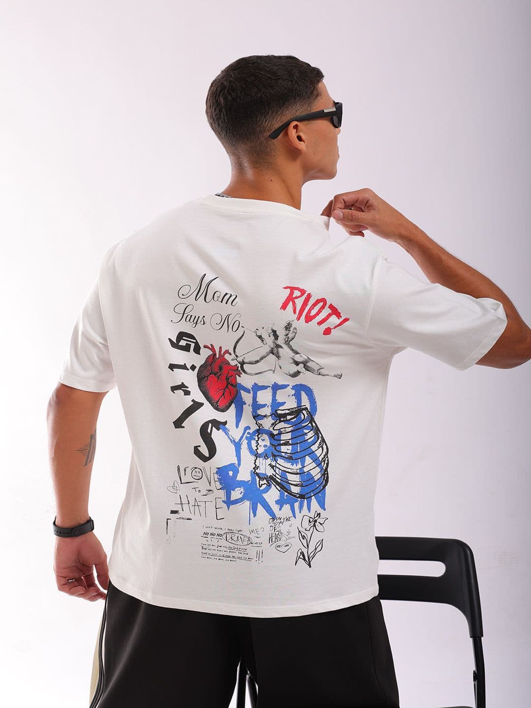The Indian Garage Co Men Back Printed Boxy Oversized Round Neck T-shirt - view 1