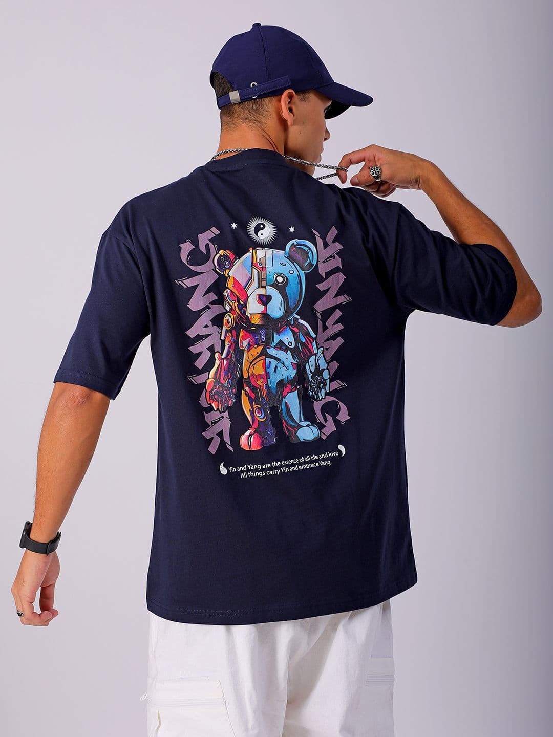 The Indian Garage Co Men Back Printed Boxy Oversized Round Neck T-shirt - view 1