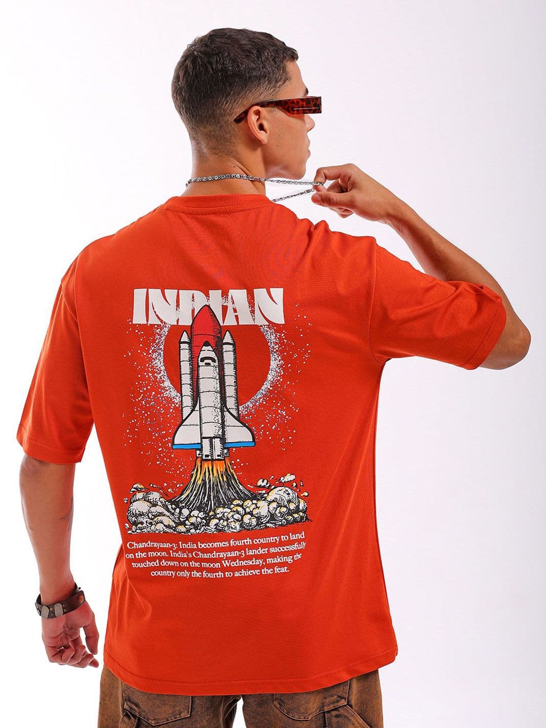 The Indian Garage Co Men Back Printed Boxy Oversized Round Neck T-shirt - view 1