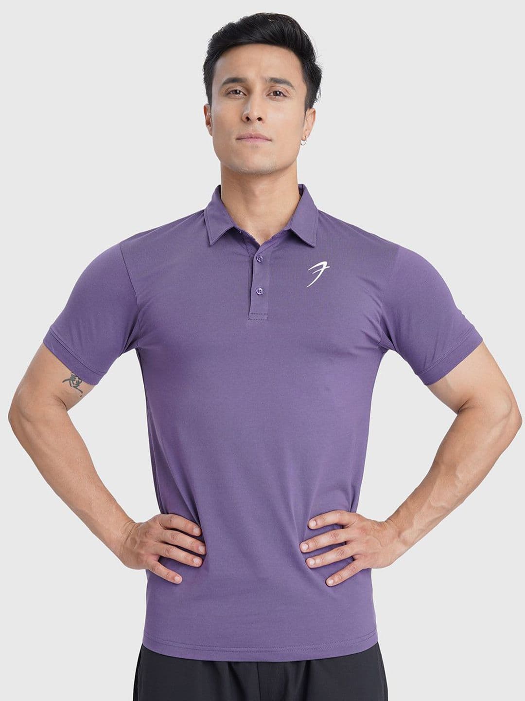 FUAARK Sports Gym Cotton Polo Collar Short Sleeves Slim Fit T-shirt - view 1