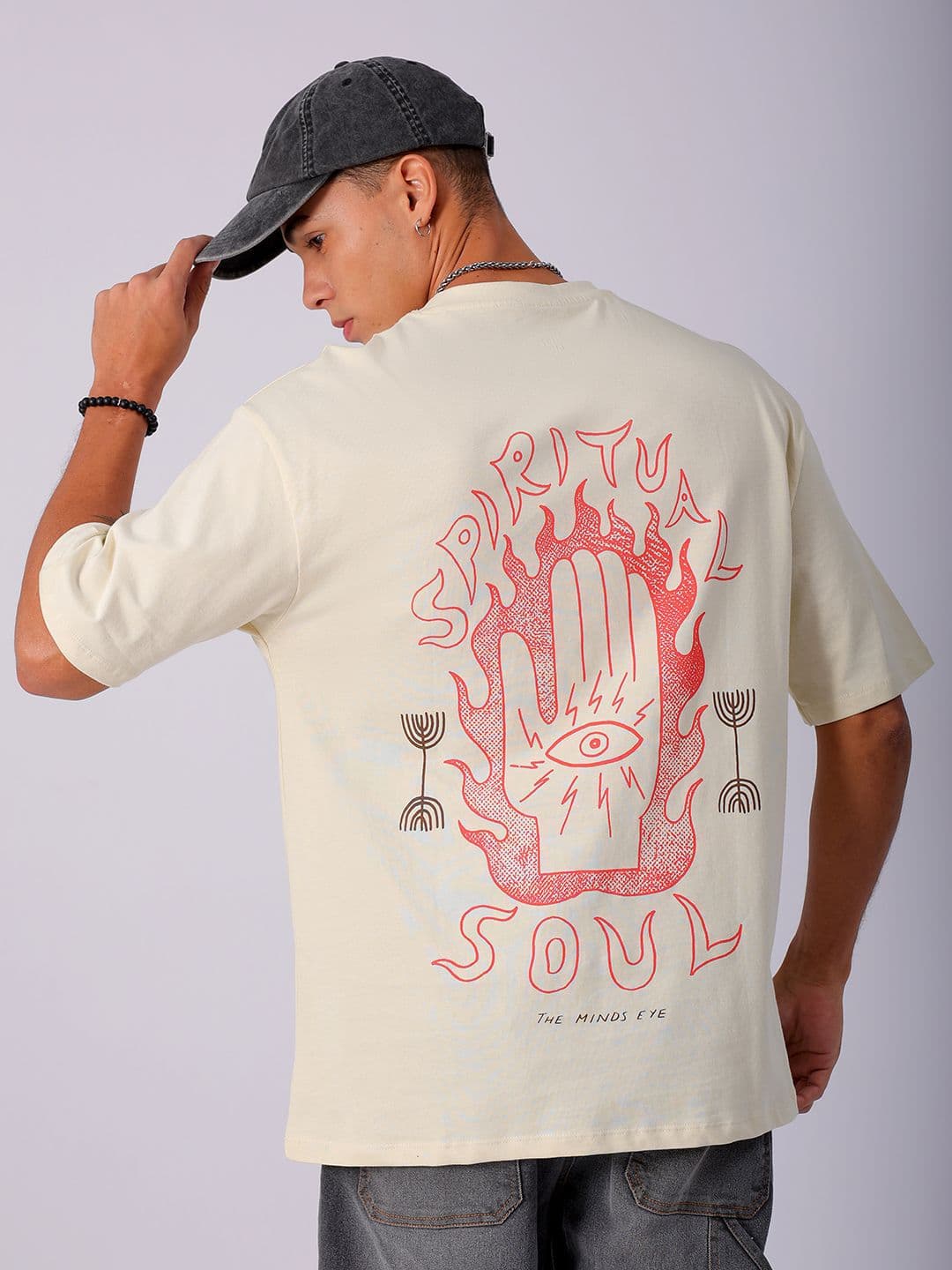 The Indian Garage Co Men Back Printed Boxy Oversized Round Neck T-shirt - view 1
