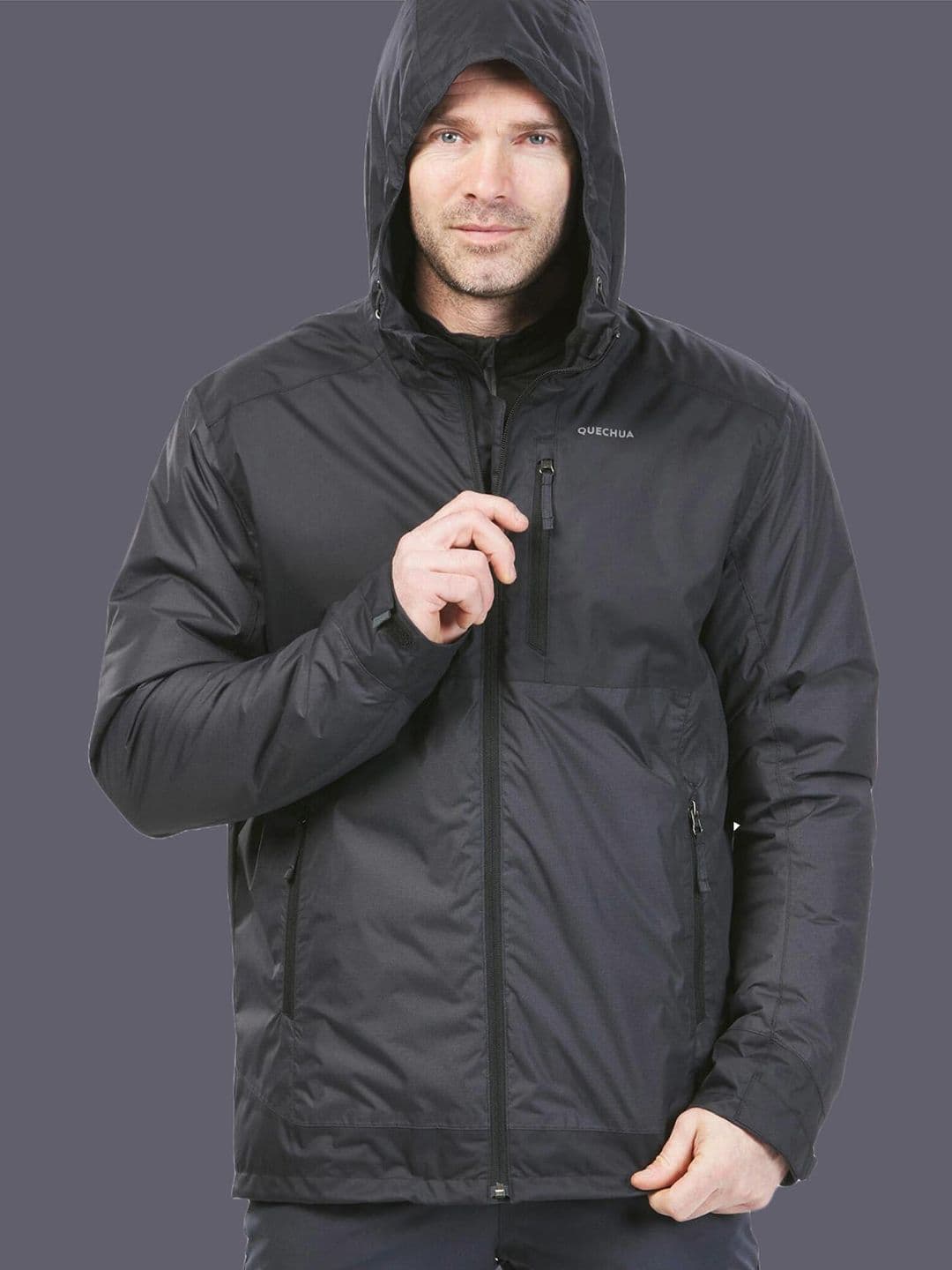 Decathlon Quechua - Men Black NH500 Waterproof Hiking Jackets - view 1