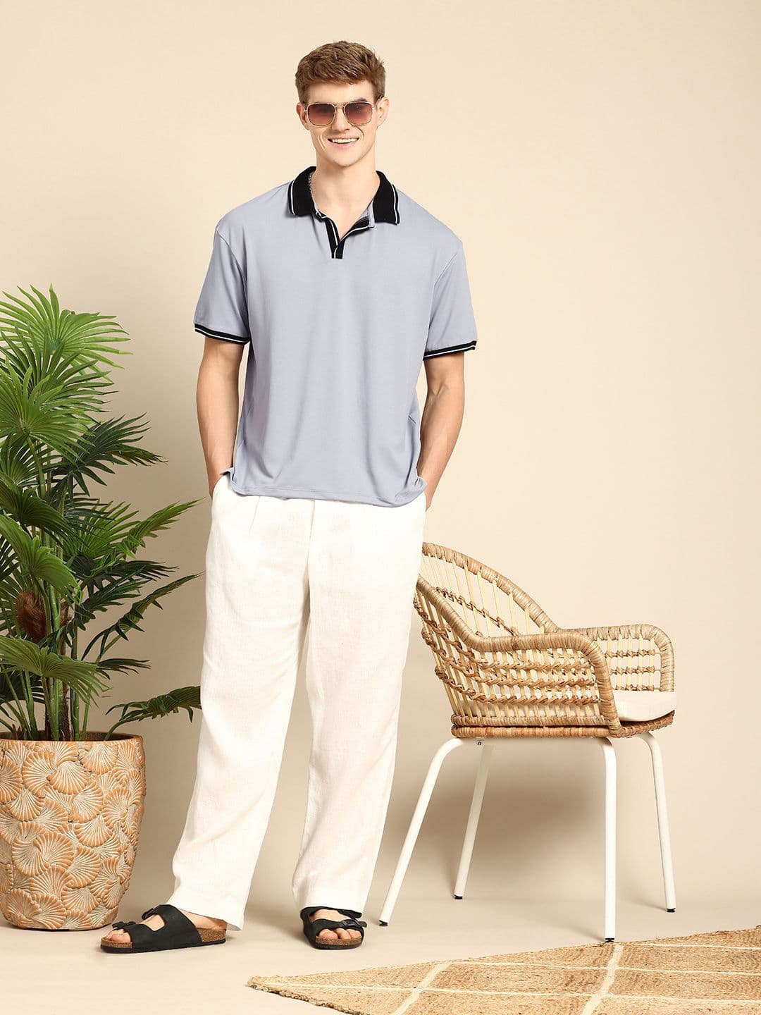 Mast & Harbour Men Relaxed Fit Polo Collar T-shirt - view 1