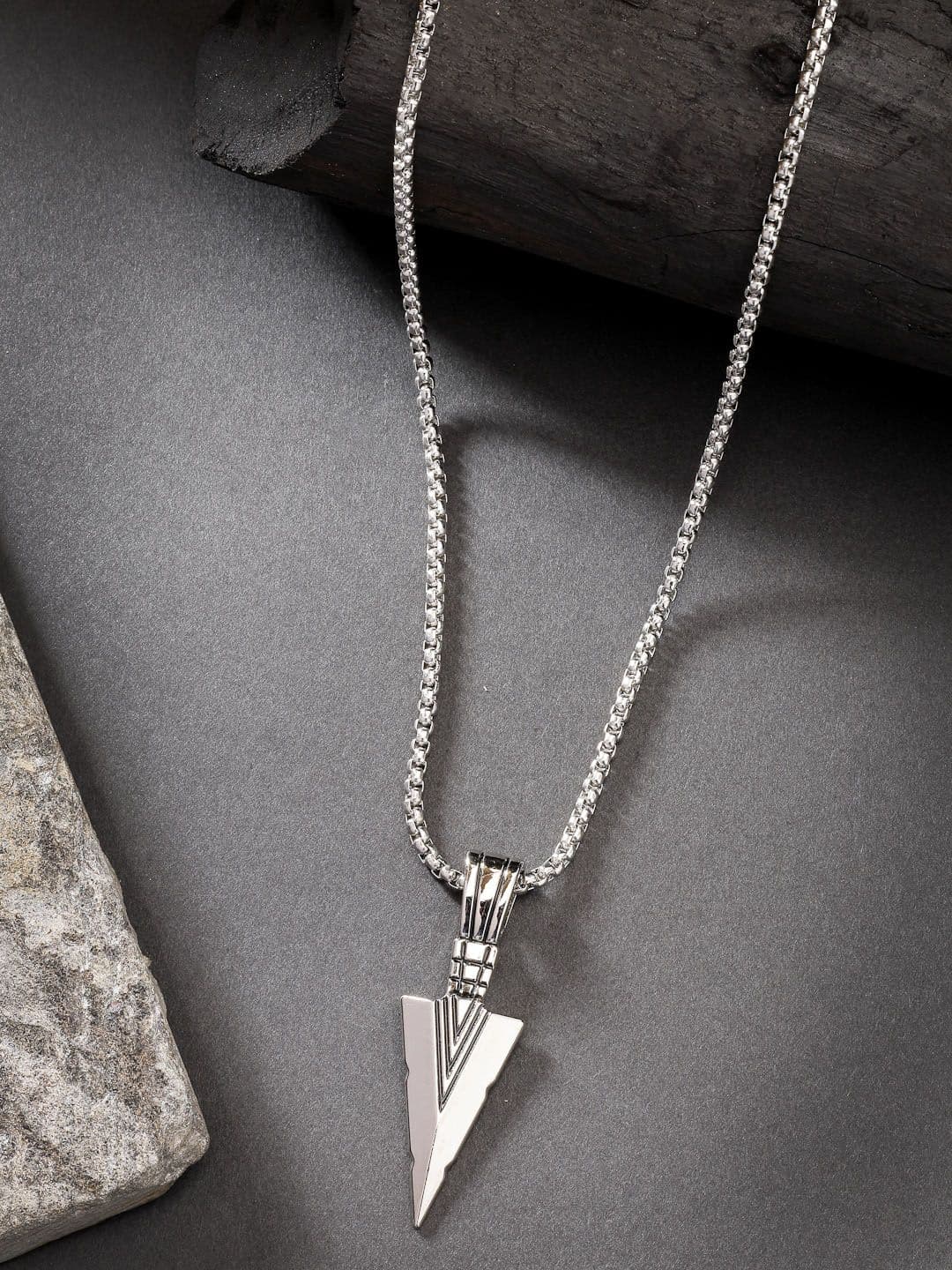 NVR Men Set of 3 Rhodium-Plated Contemporary Pendants with Chains - view 1