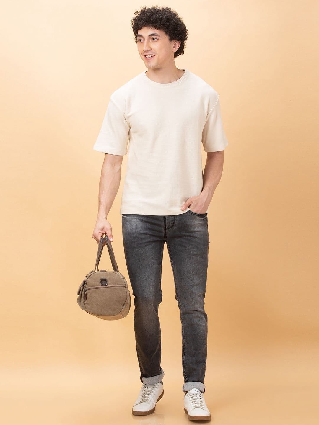 Being Human Men Drop-Shoulder Sleeves Raw Edge T-shirt - view 1
