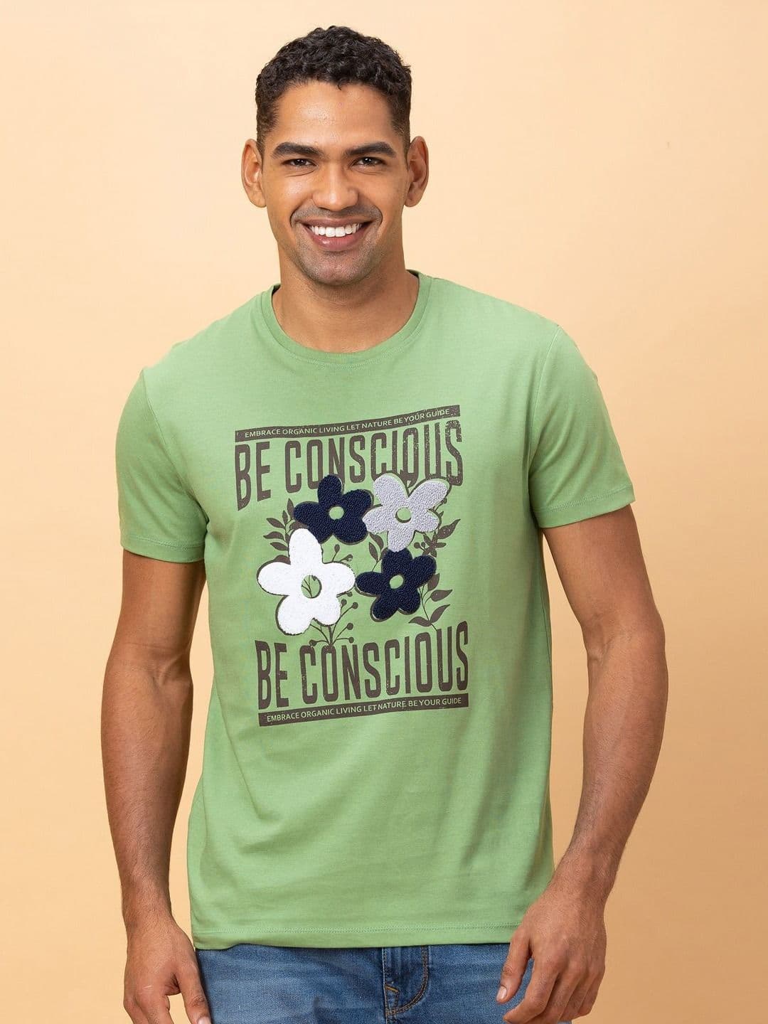 Being Human Printed Raw Edge Pure Cotton T-shirt - view 1