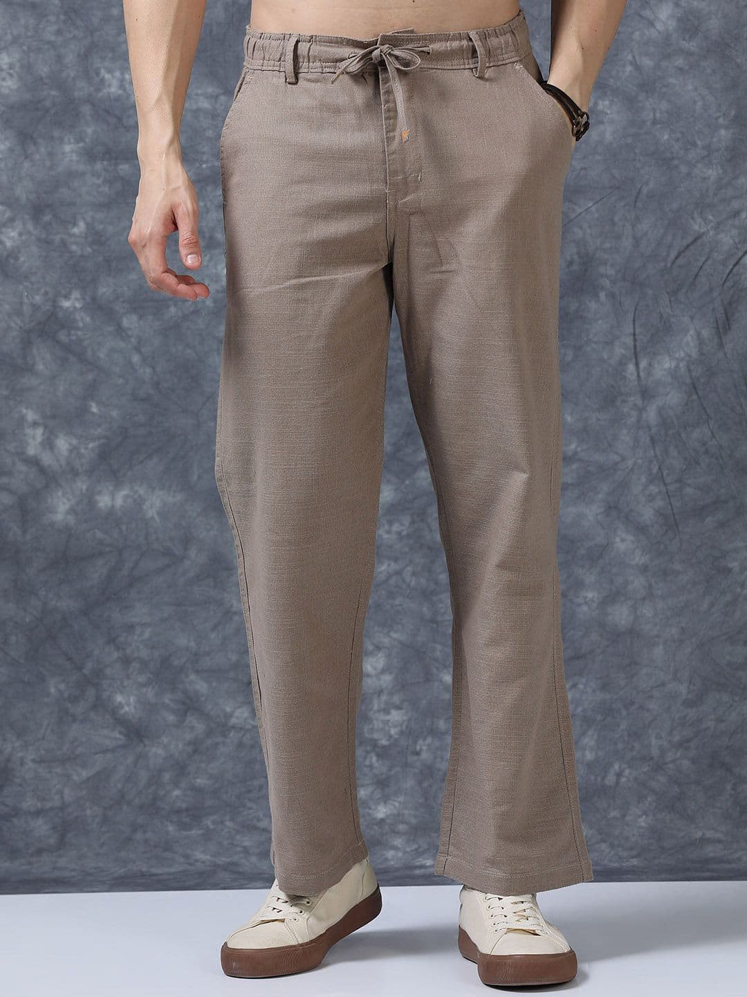 The Roadster Lifestyle Co Men Relaxed Fit Linen Trousers - view 1