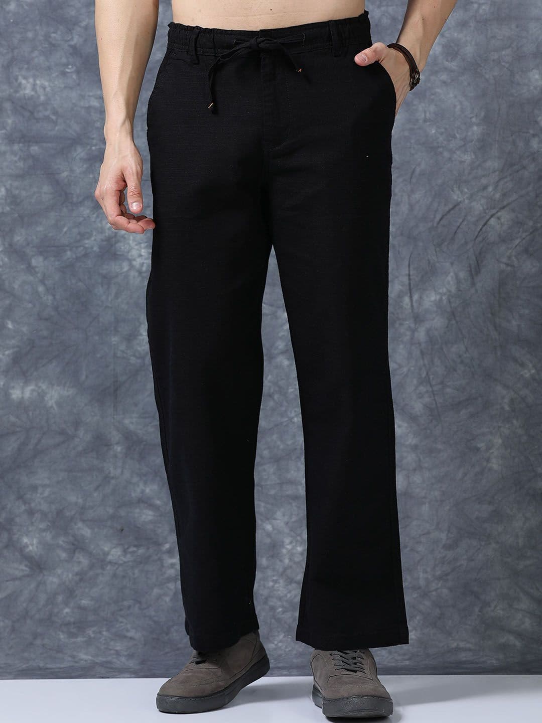 The Roadster Lifestyle Co Linen Relaxed-Fit Regular Trousers - view 1