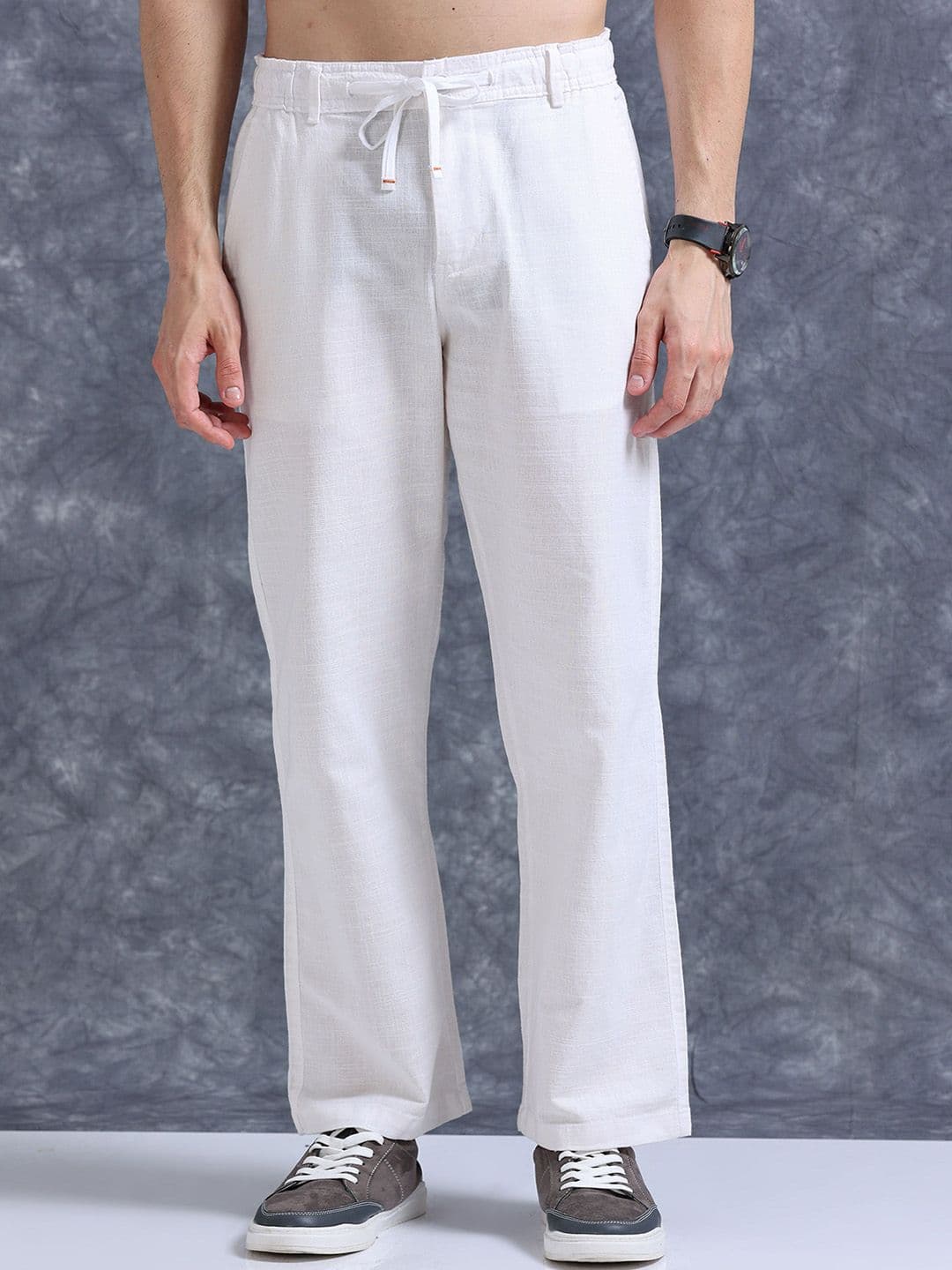 The Roadster Lifestyle Co Linen Relaxed-Fit Regular Trousers - view 1