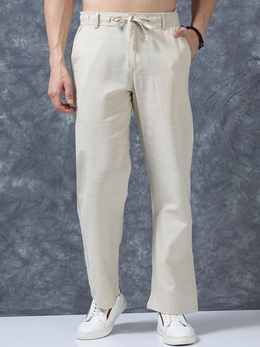 The Roadster Lifestyle Co Linen Relaxed-Fit Regular Trousers - view 1