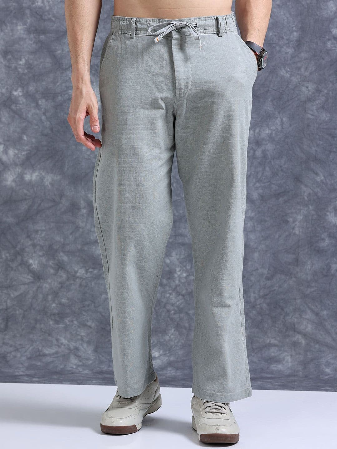 The Roadster Lifestyle Co Linen Relaxed-Fit Regular Trousers - view 1