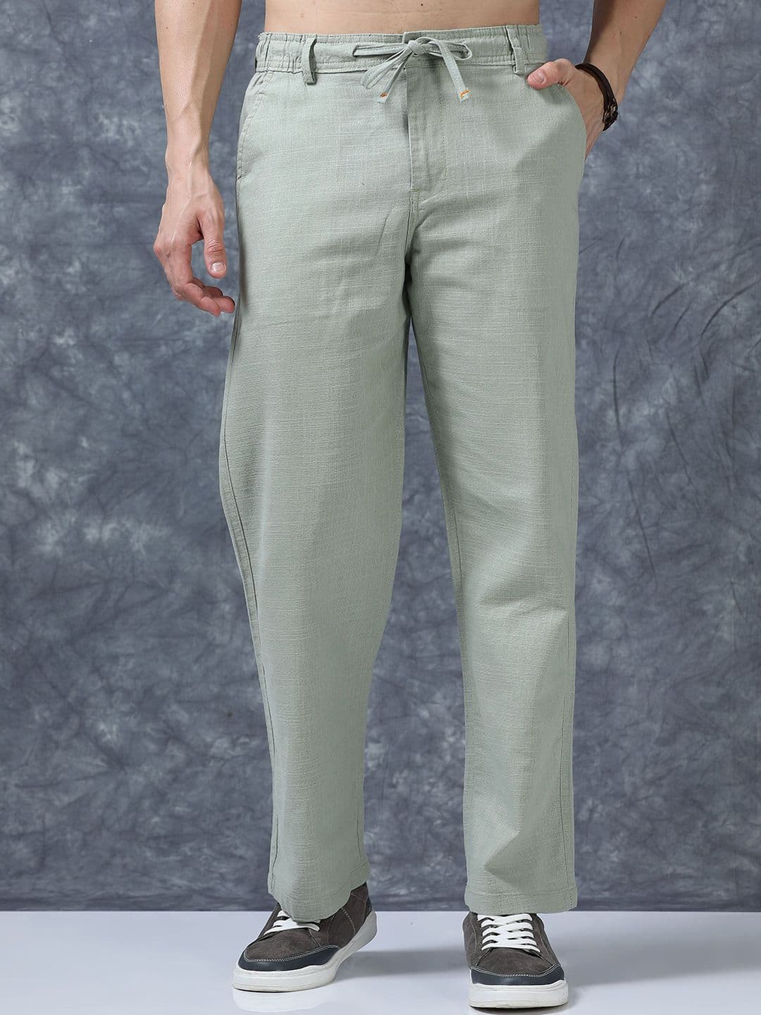 The Roadster Lifestyle Co Men Relaxed Fit Linen Trousers - view 1