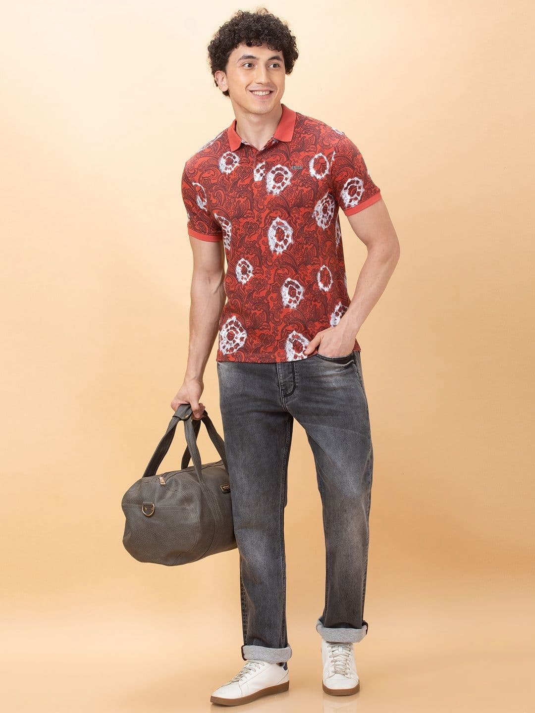 Being Human Men Pure Cotton Printed Polo Collar Ethnic Applique T-shirt - view 1